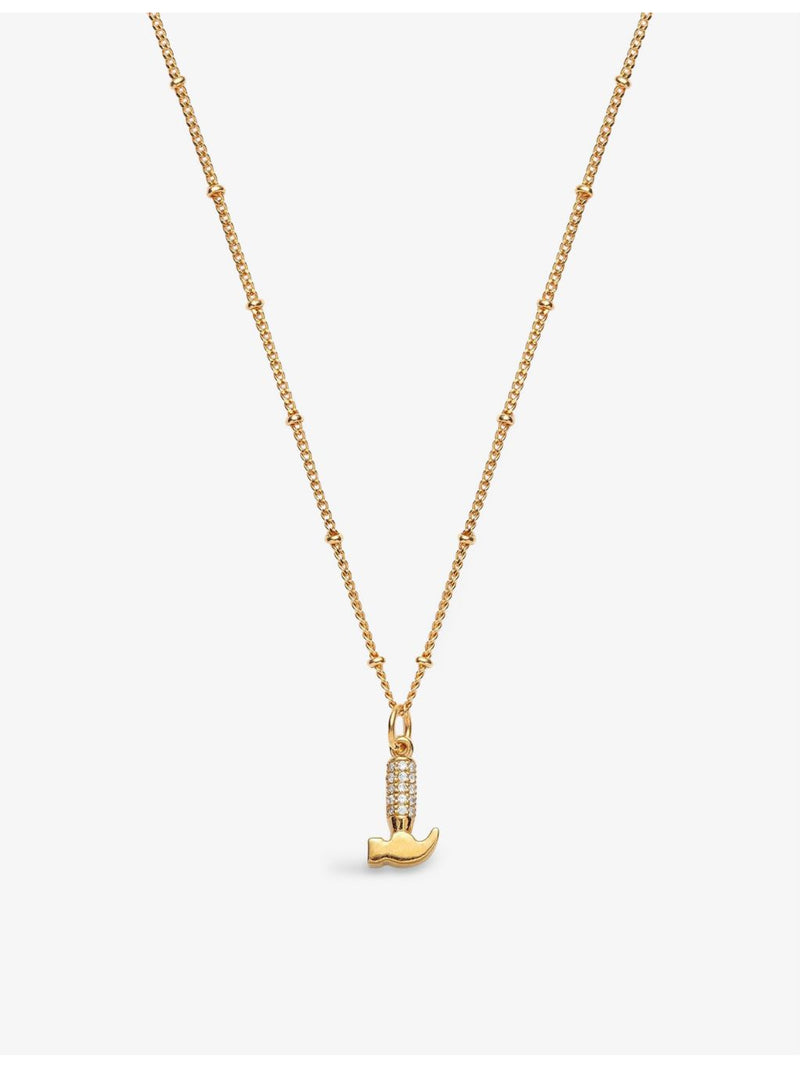 With Love Darling gold-plated vermeil zircon hammer pendant necklace (British brand)