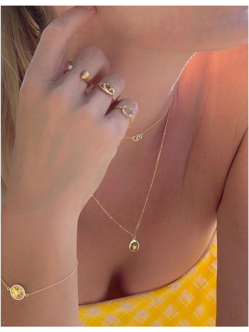With Love Darling Eclipse gold vermeil necklace cubic zirconia - British product