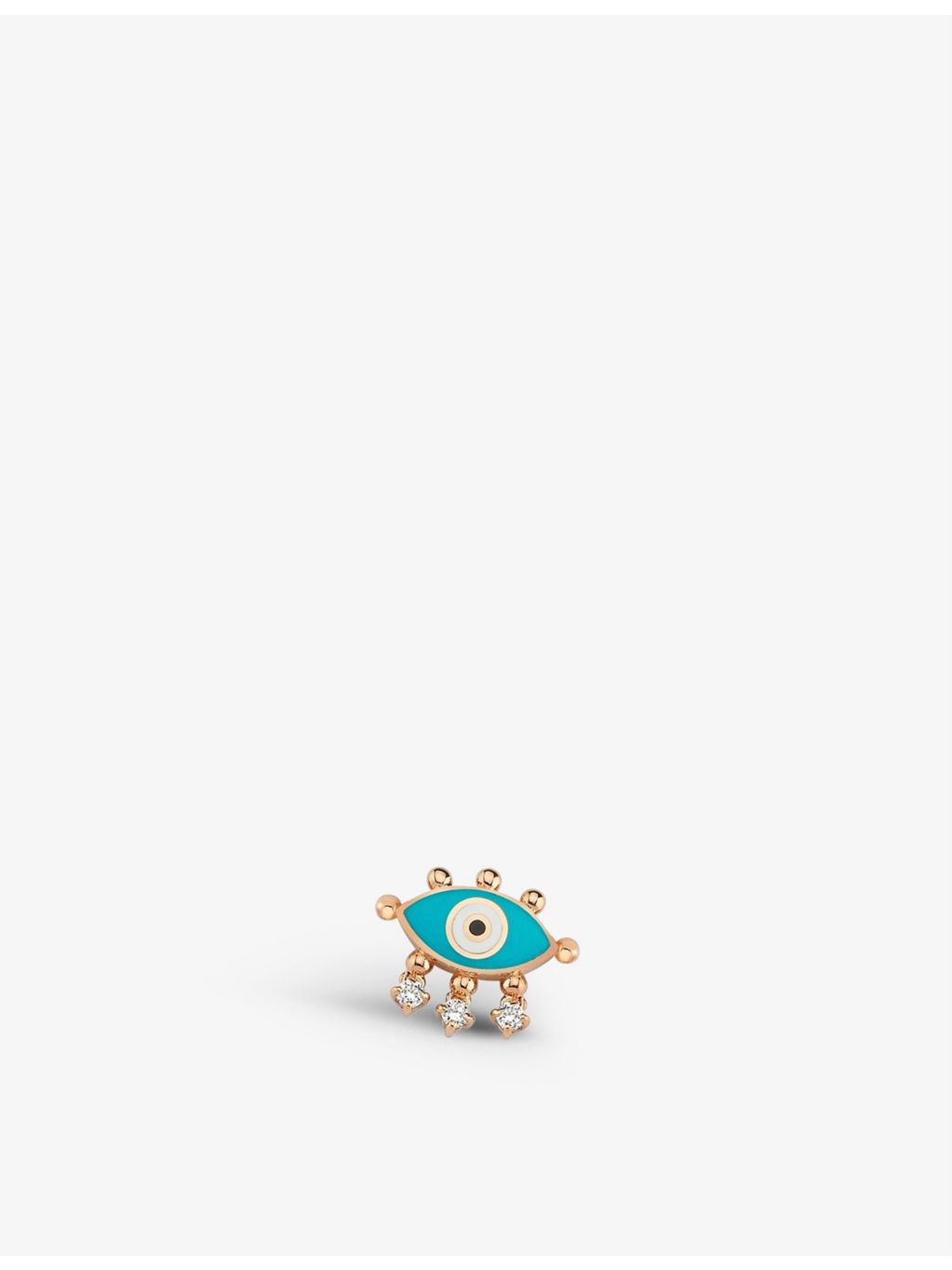 Selda Jewellery evil eye diamond stud earring 14ct rose gold, UK version