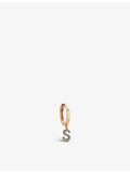 Selda S initial rose gold diamond huggie earring (British brand)