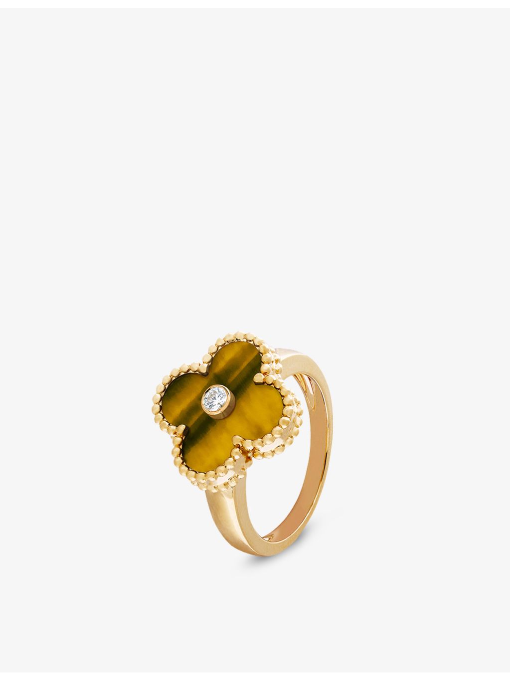 Van Cleef & Arpels Vintage Alhambra ring tiger's eye diamond 18ct gold, imported from the UK