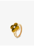 Van Cleef & Arpels Vintage Alhambra ring tiger's eye diamond 18ct gold, imported from the UK