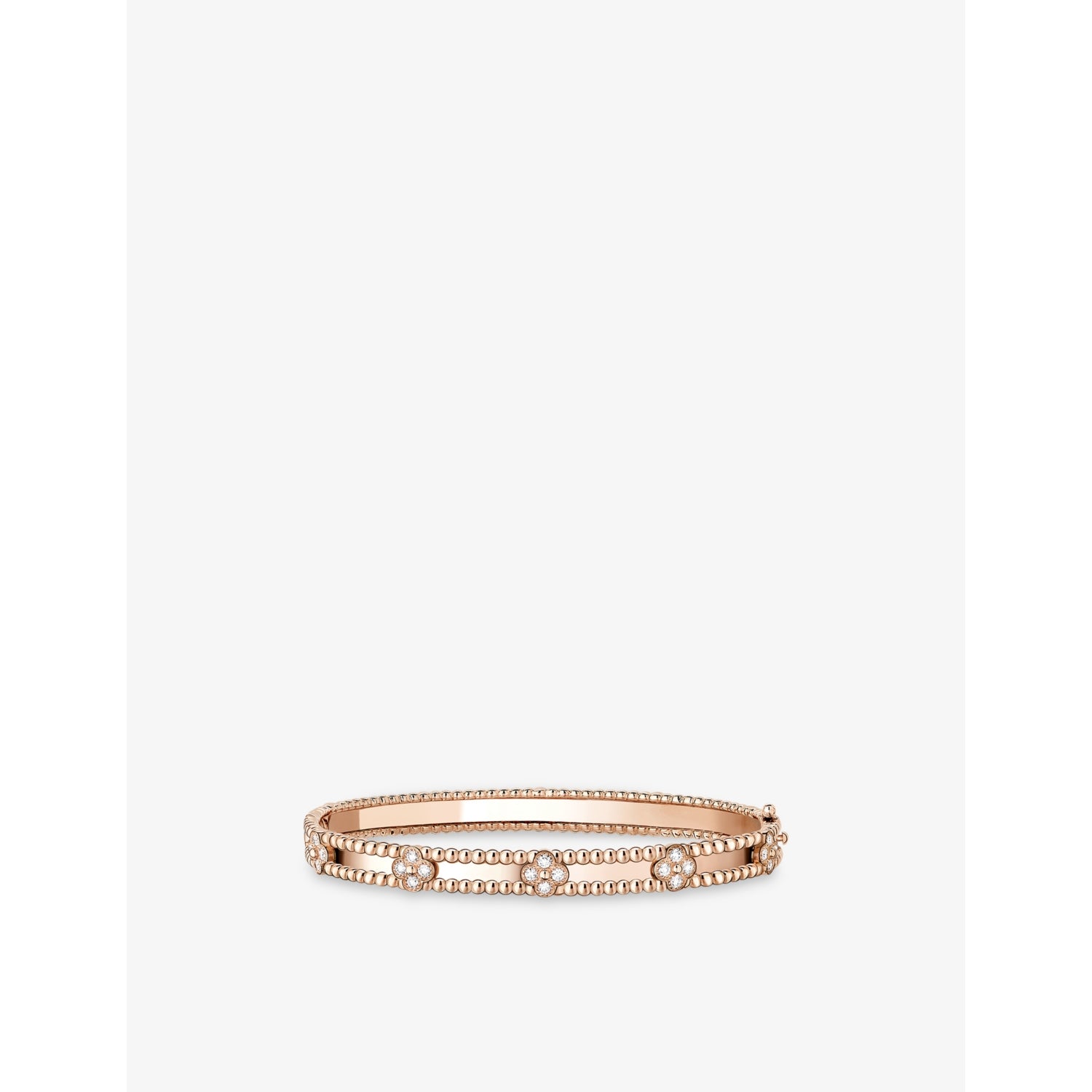 Perlée Sweet Clovers 18ct Rose Gold and Round Diamonds Extra Small Motif Bracelet - XS