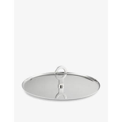 selfridges Christofle Circular Polished Stainless Steel Cocktail Plate 27cm- Buy online at McGrocer