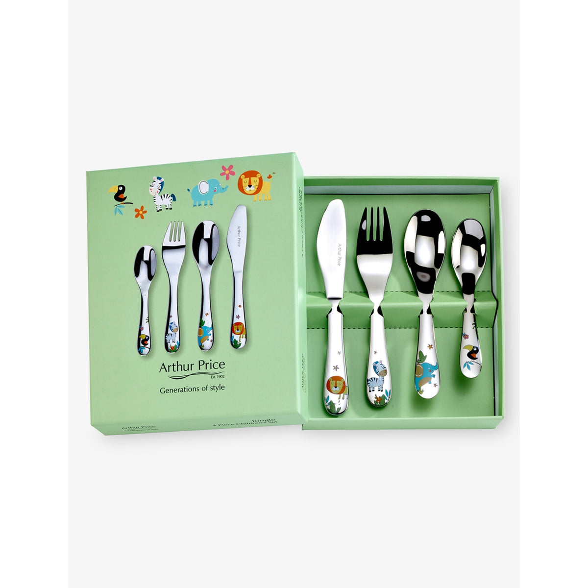 Arthur Price Jungle children's cutlery set 4-piece, imported from the UK