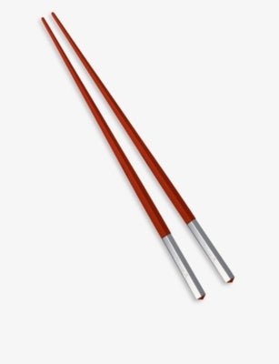 Christofle UNI wood and silver-plated Japanese chopsticks 24cm, UK version