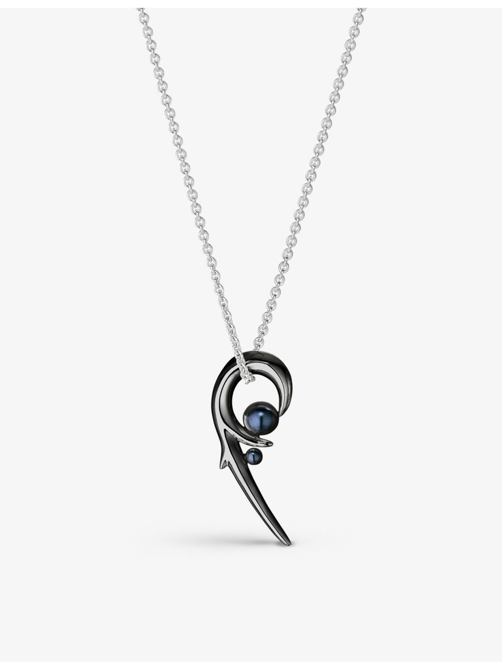 Shaun Leane rhodium-plated sterling silver black pearl necklace - British product