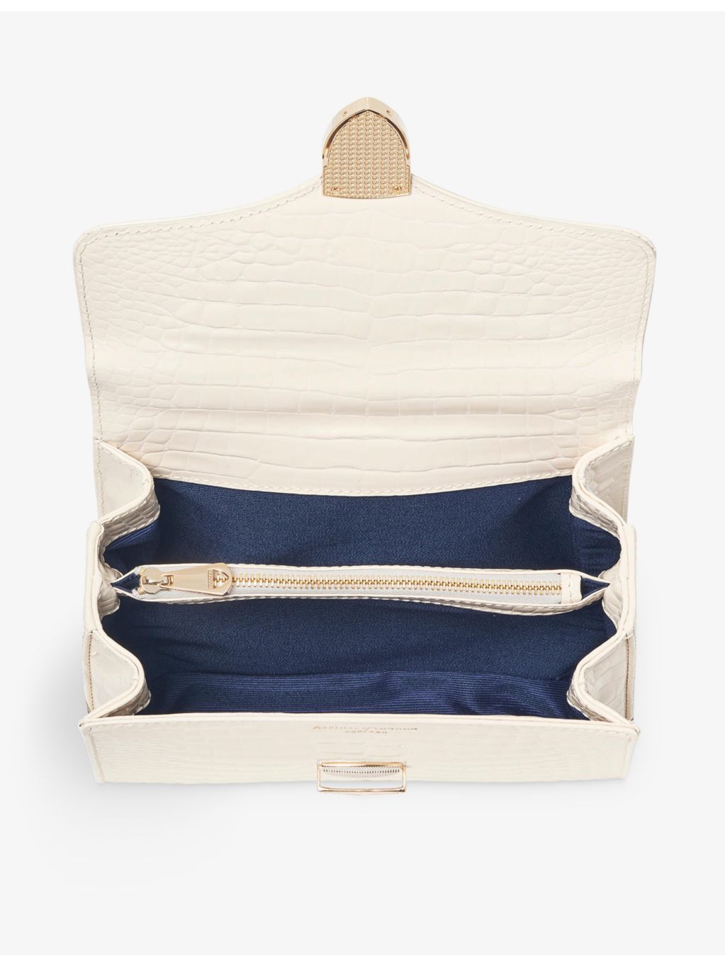 Aspinal of London Mayfair medium croc-embossed leather top-handle bag (British brand)