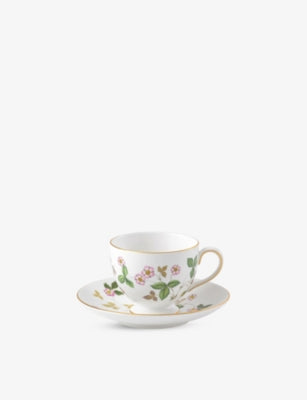 Wedgwood Wild Strawberry bone china teacup and saucer set, UK version