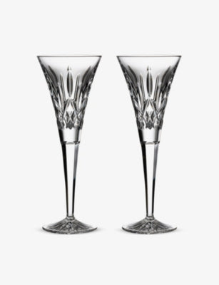 Waterford Lismore crystal toasting flutes set of two, imported from the UK