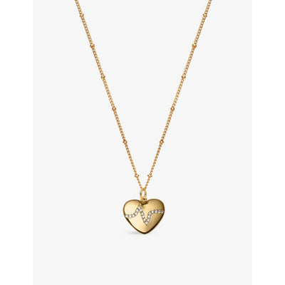 selfridges With Love Darling Global Goals #3 Heartbeat Cubic Zirconia 14ct Gold-Plated Pendant Necklace- Buy online at McGrocer