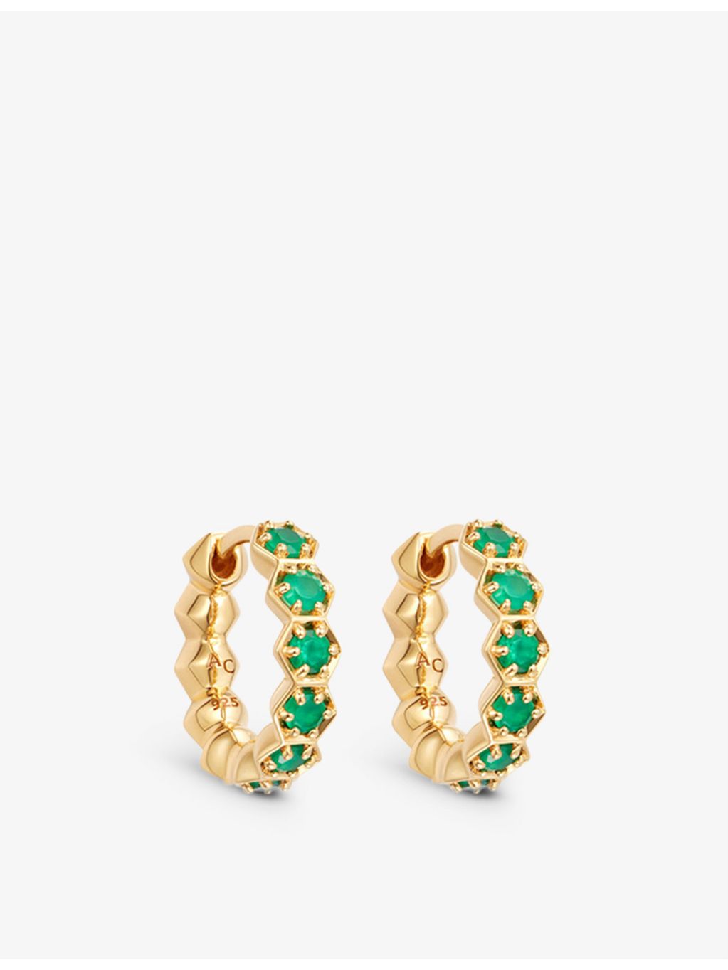 Astley Clarke green agate huggie earrings 18ct gold-plated silver (British brand)