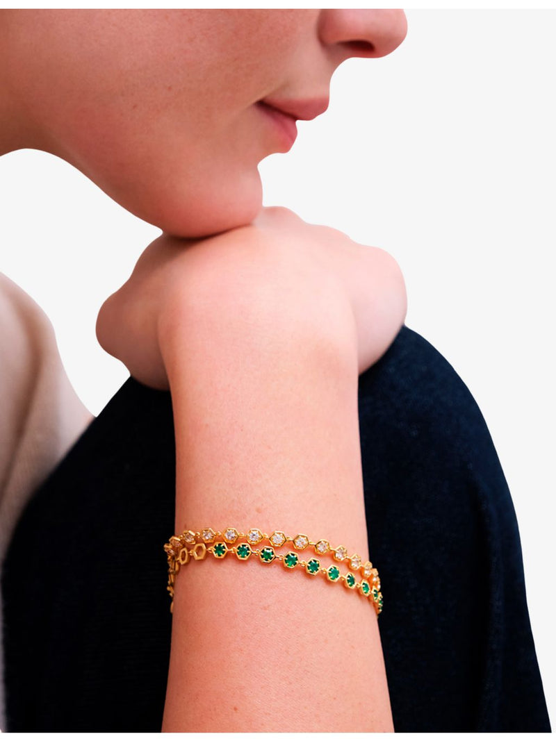 Astley Clarke gold-plated sterling silver green agate tennis bracelet, UK version