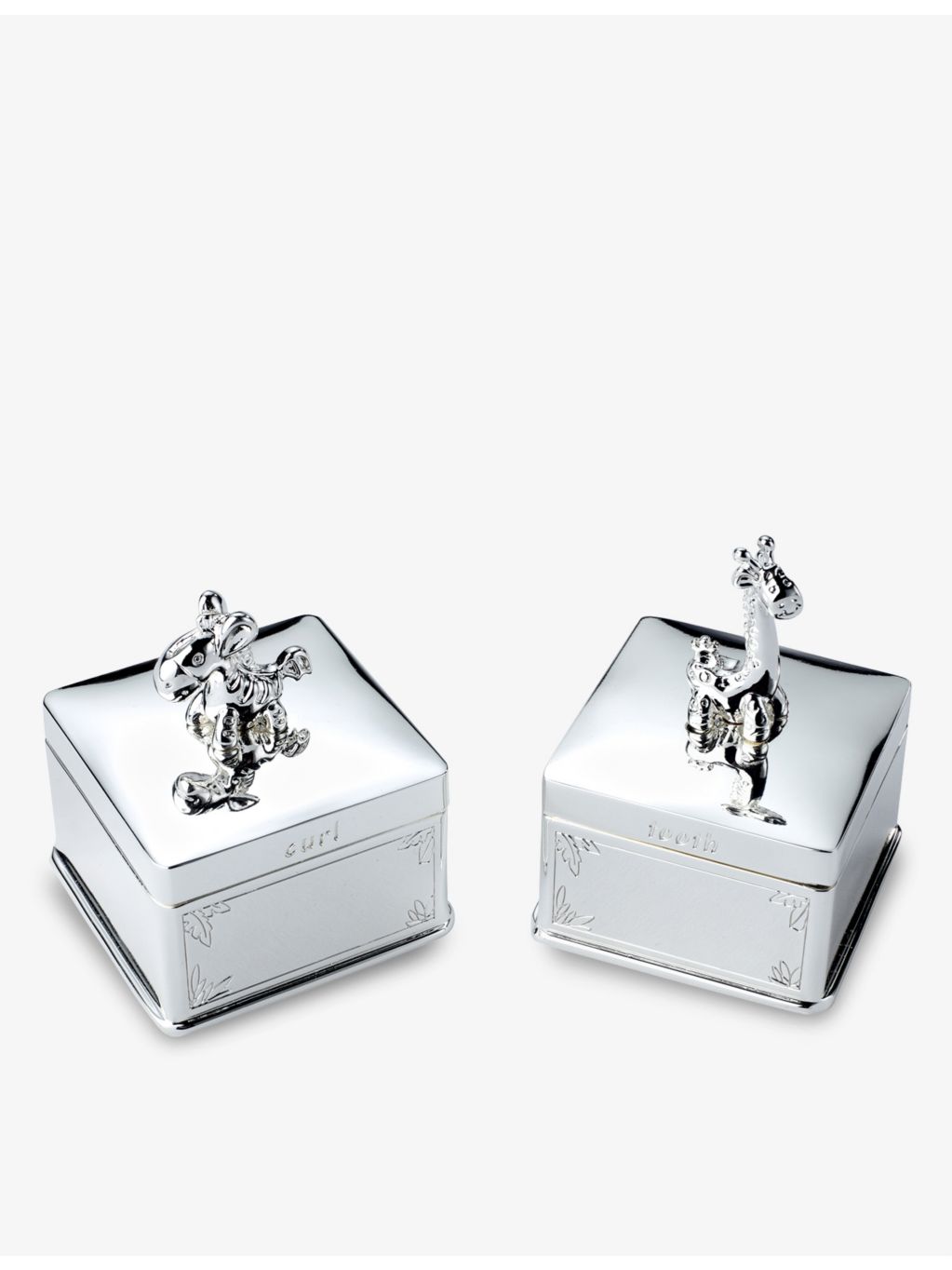 Arthur Price silver-plated giraffe keepsake box set of two (British brand)