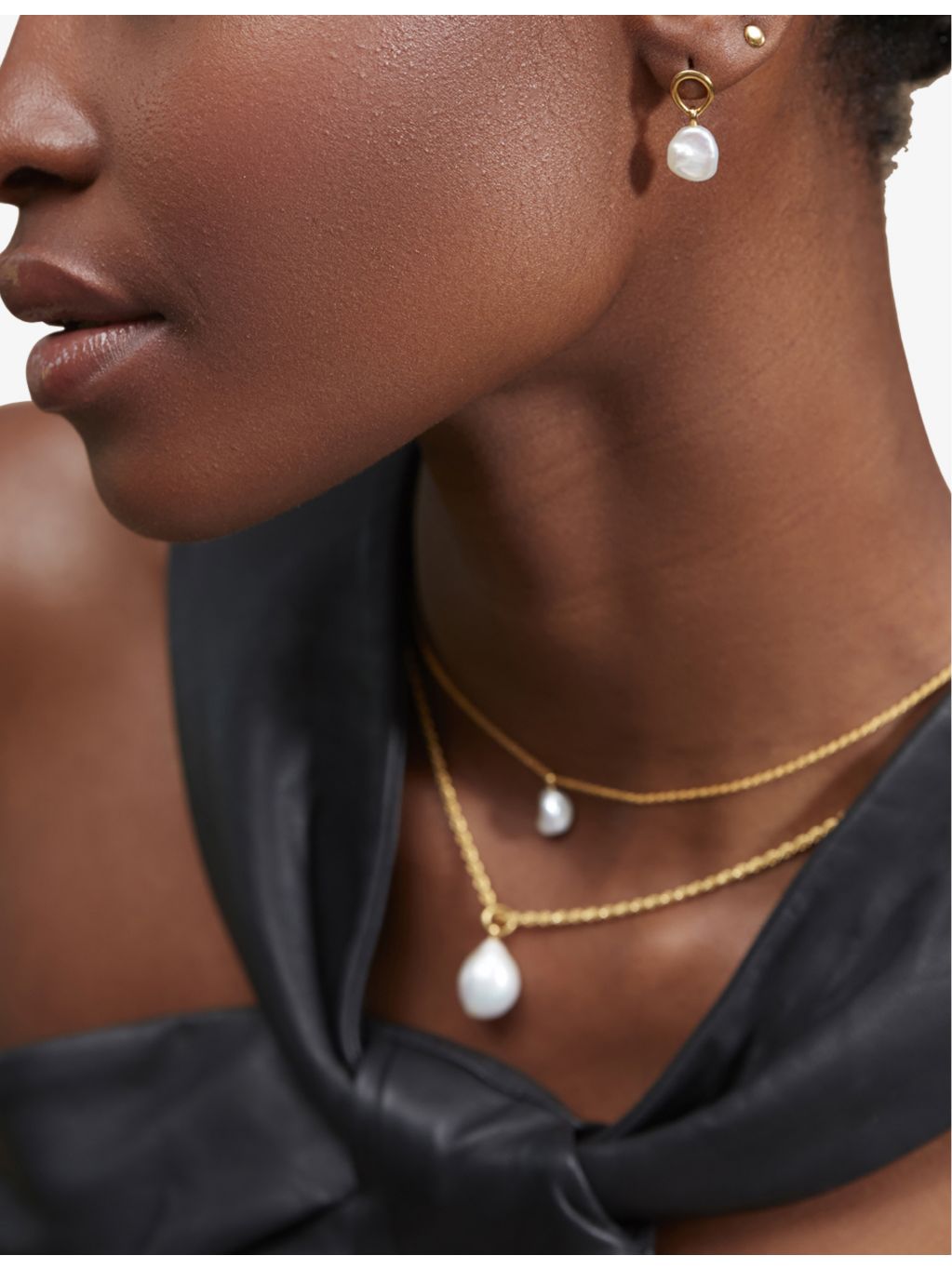 Monica Vinader Nura Keshi pearl drop earrings, imported from the UK