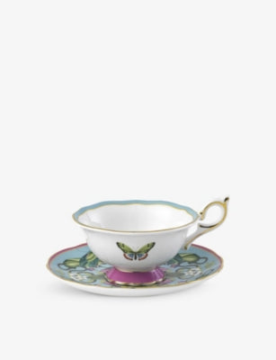 Wedgwood botanical print teacup and saucer set, imported from the UK