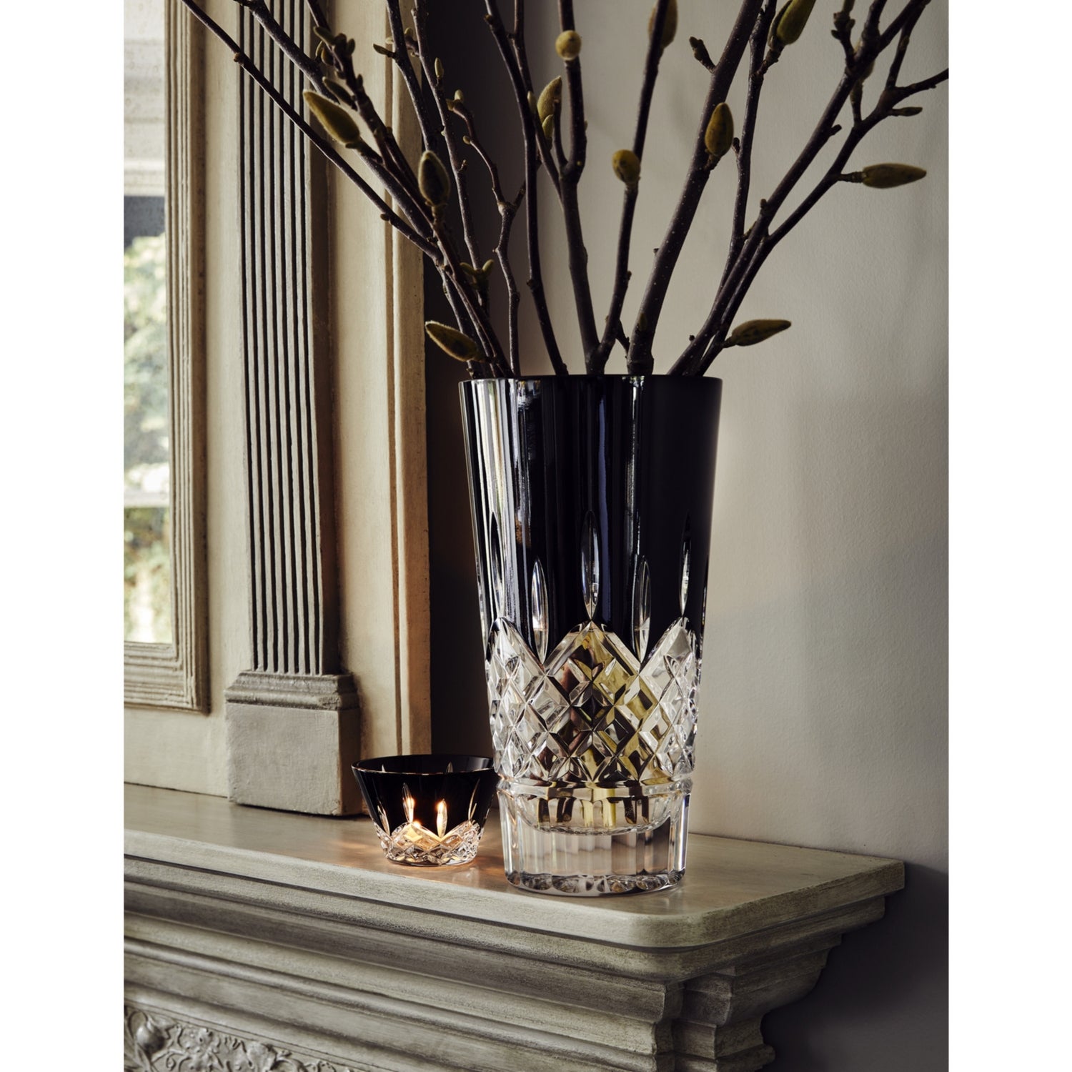 Waterford Lismore Black crystal vase 25cm, imported from the UK