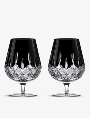 Waterford Lismore black crystal brandy glasses set of two (British brand)