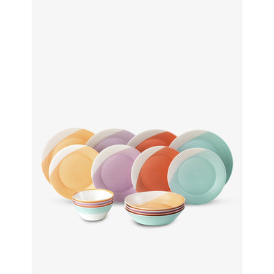 selfridges Royal Doulton 1815 Brights Porcelain Plates and Bowls Set, 16 Piece- Buy online at McGrocer