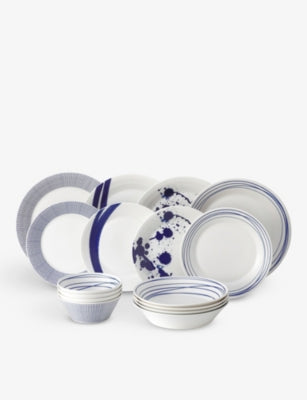 Royal Doulton Pacific mixed-print porcelain tableware set of 16, UK version