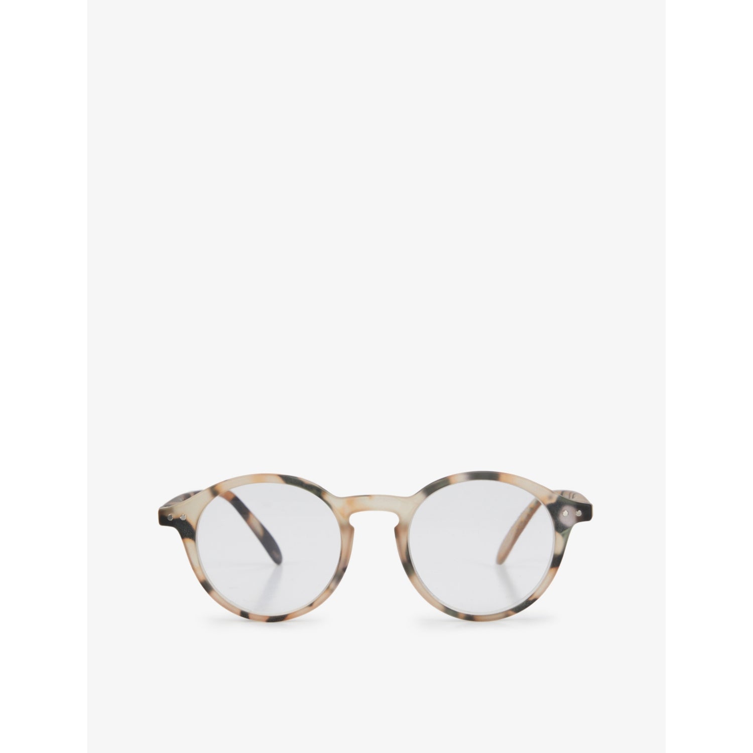 #D round-framed light tortoise reading glasses - +1