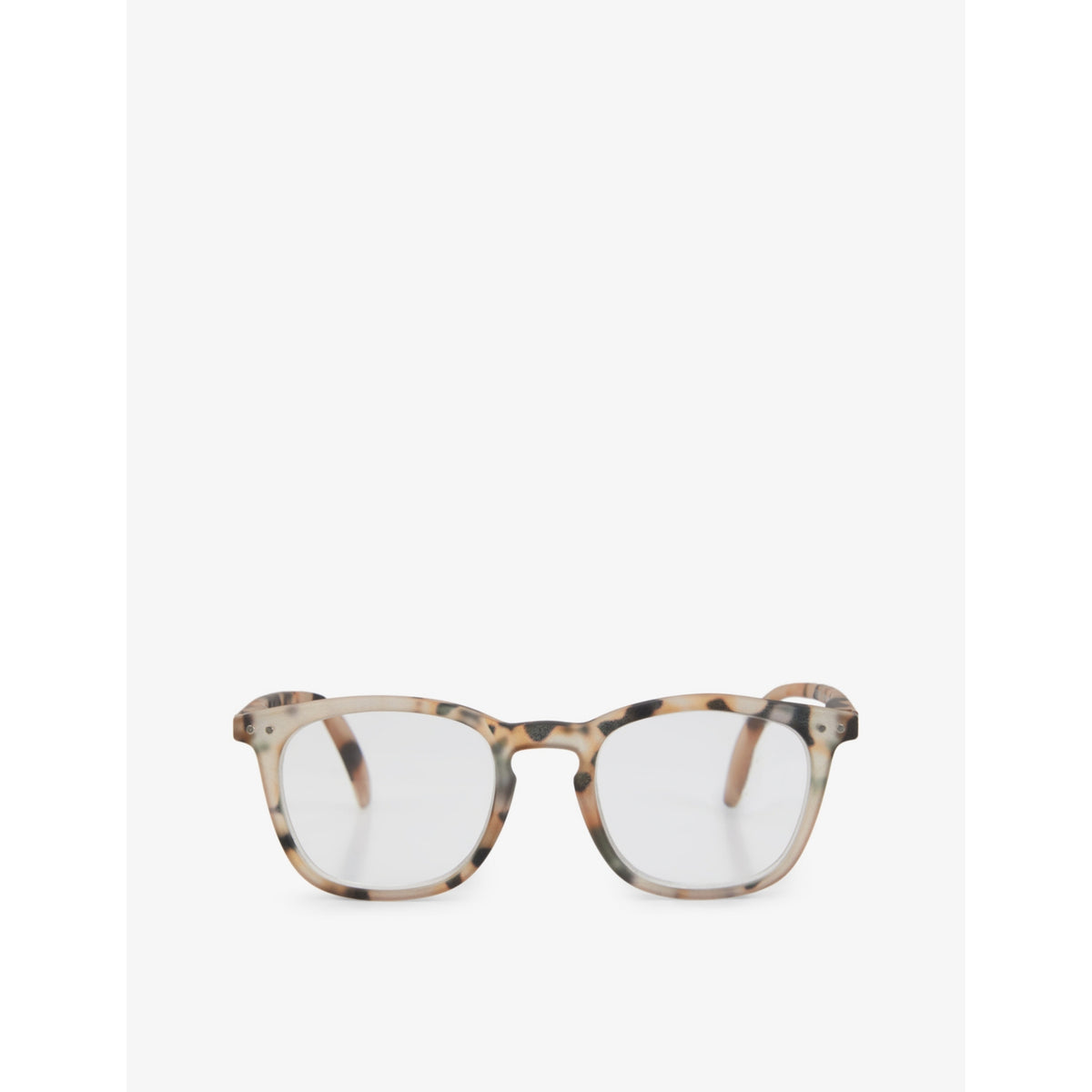 #E square-framed light tortoise reading glasses - +1.5