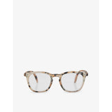 #E square-framed light tortoise reading glasses - +1.5