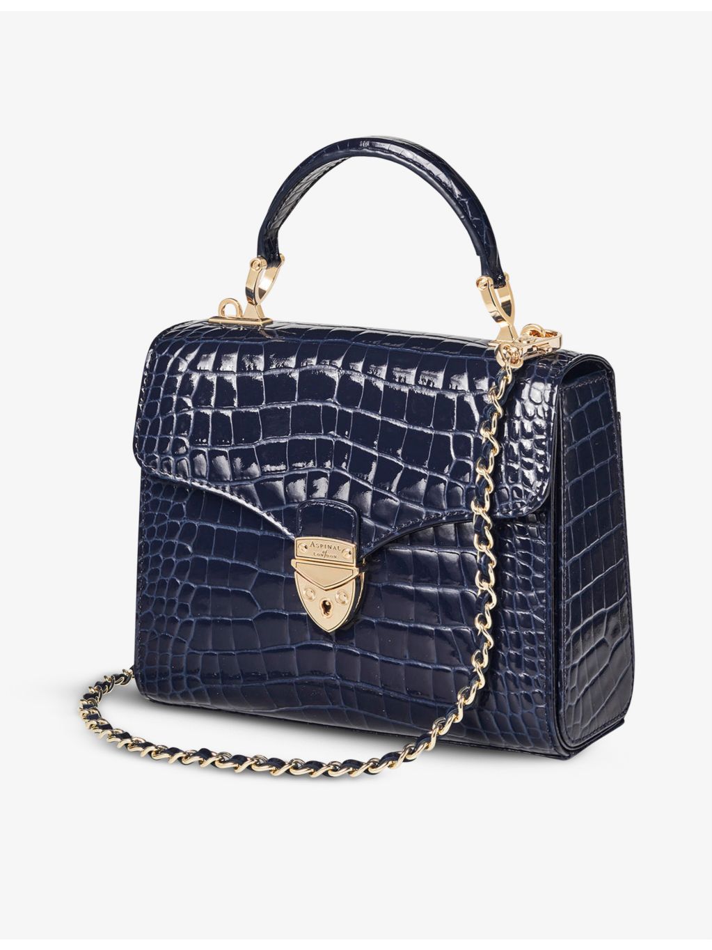 Aspinal of London Mayfair Midi croc-embossed leather cross-body bag (British brand)
