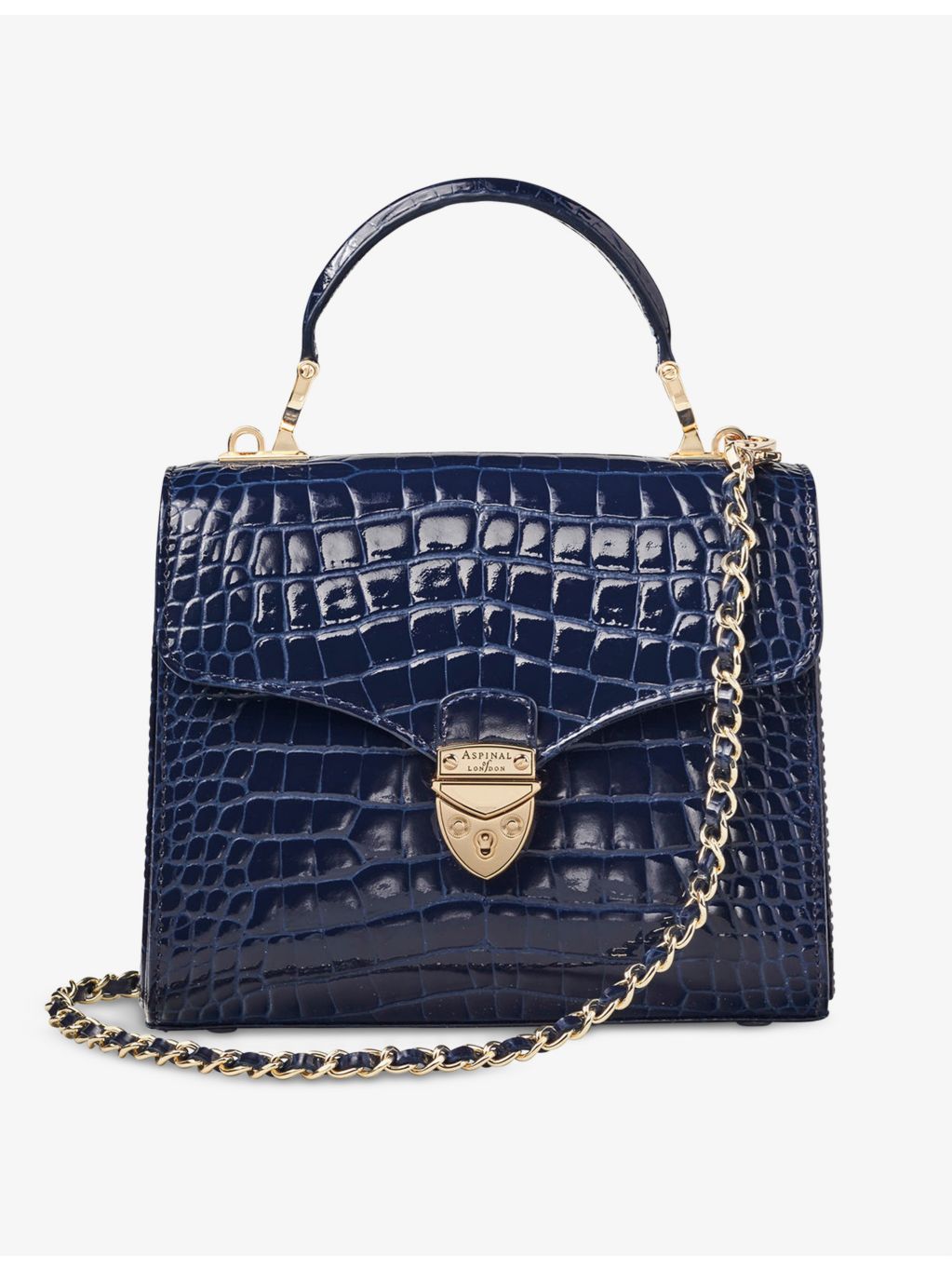 Aspinal of London Mayfair Midi croc-embossed leather cross-body bag (British brand)