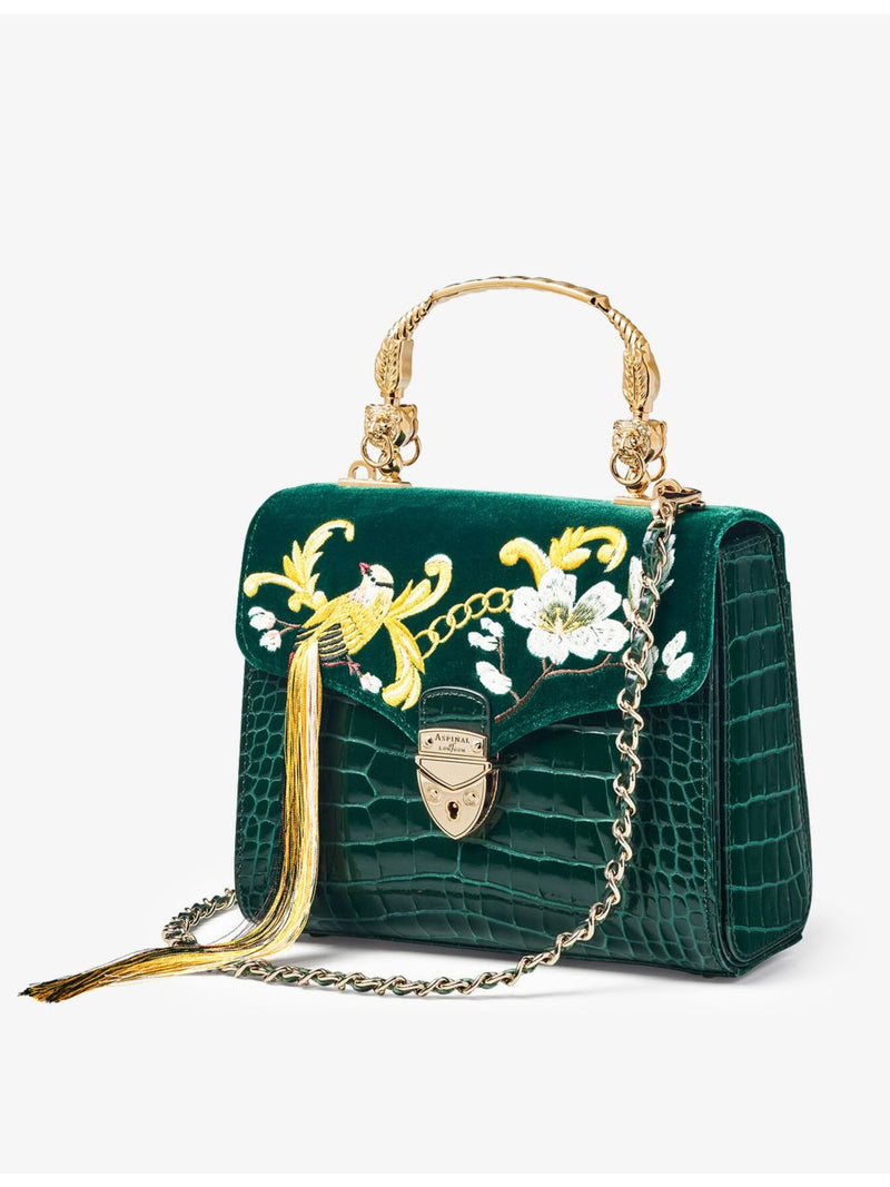 Aspinal of London Midi Mayfair velvet top-handle bag (British brand)