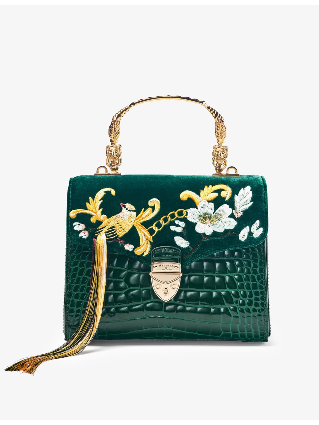 Aspinal of London Midi Mayfair velvet top-handle bag (British brand)