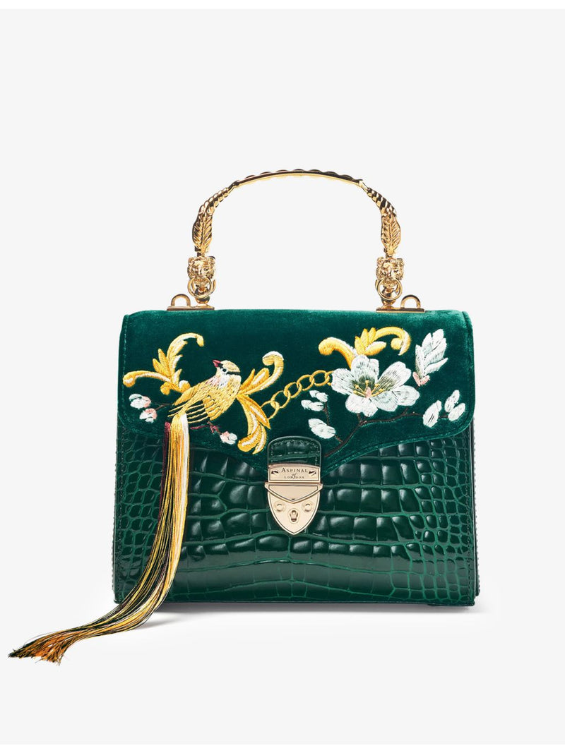 Aspinal of London Midi Mayfair velvet top-handle bag (British brand)