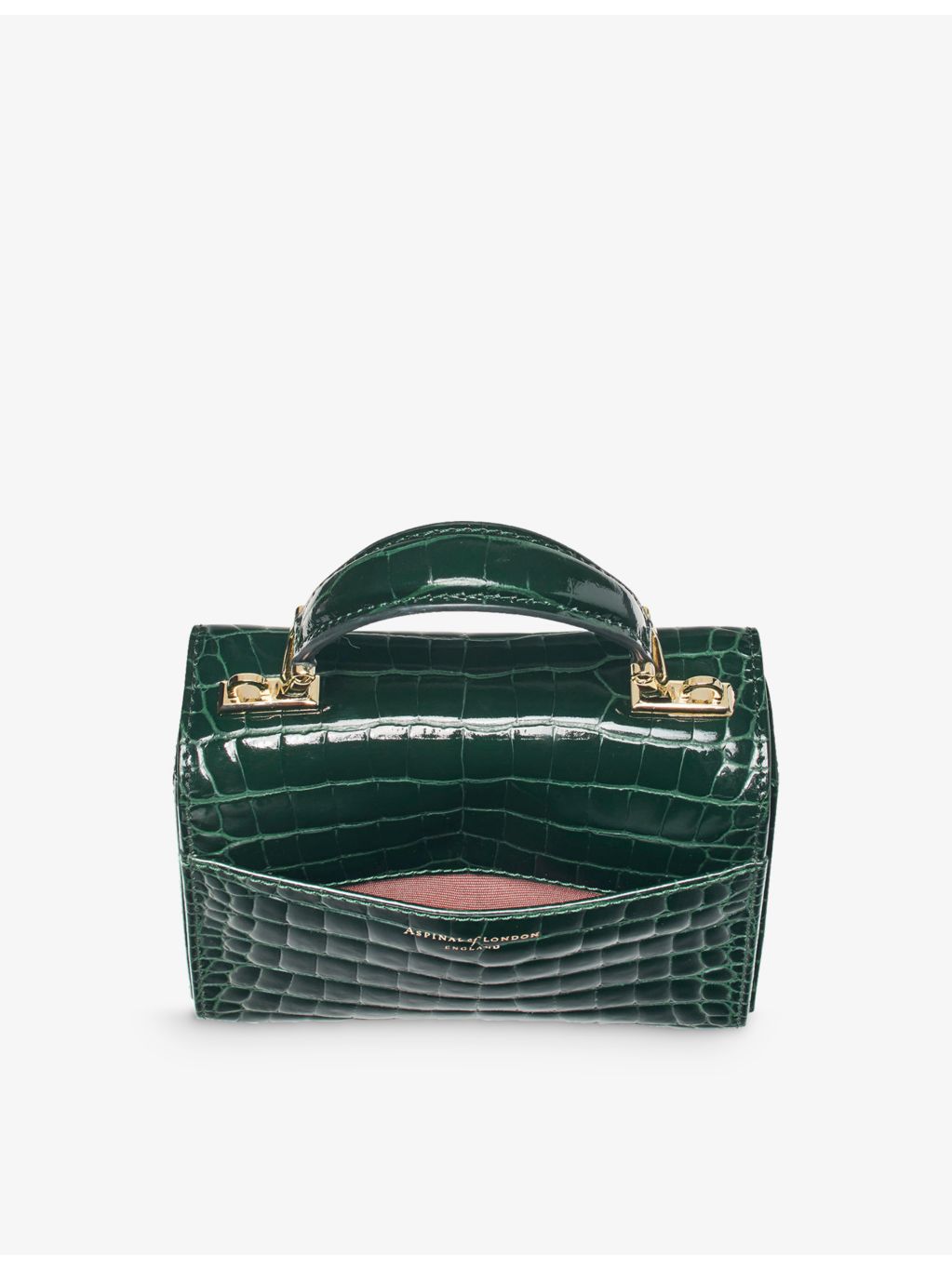 Aspinal of London Mayfair mini crocodile-embossed leather bag, UK version