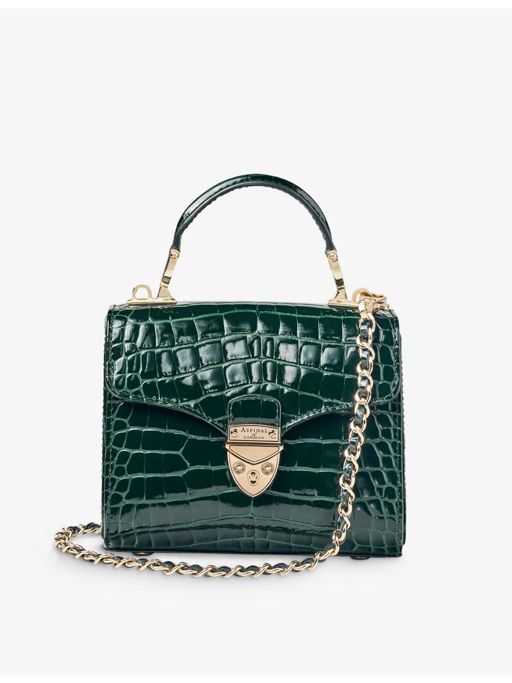 Aspinal of London Mayfair mini crocodile-embossed leather bag, UK version