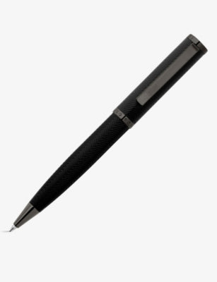 Hugo Boss herringbone ballpoint pen brass and chrome 14cm - British product