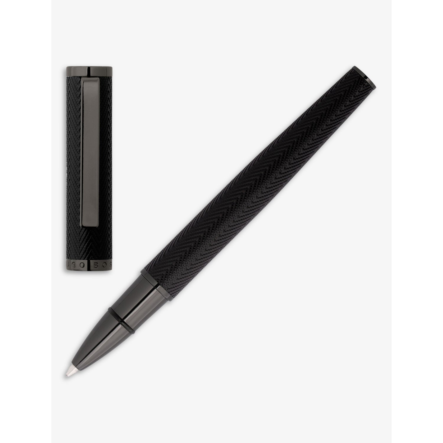 Hugo Boss herringbone rollerball pen with brass barrel, imported from the UK