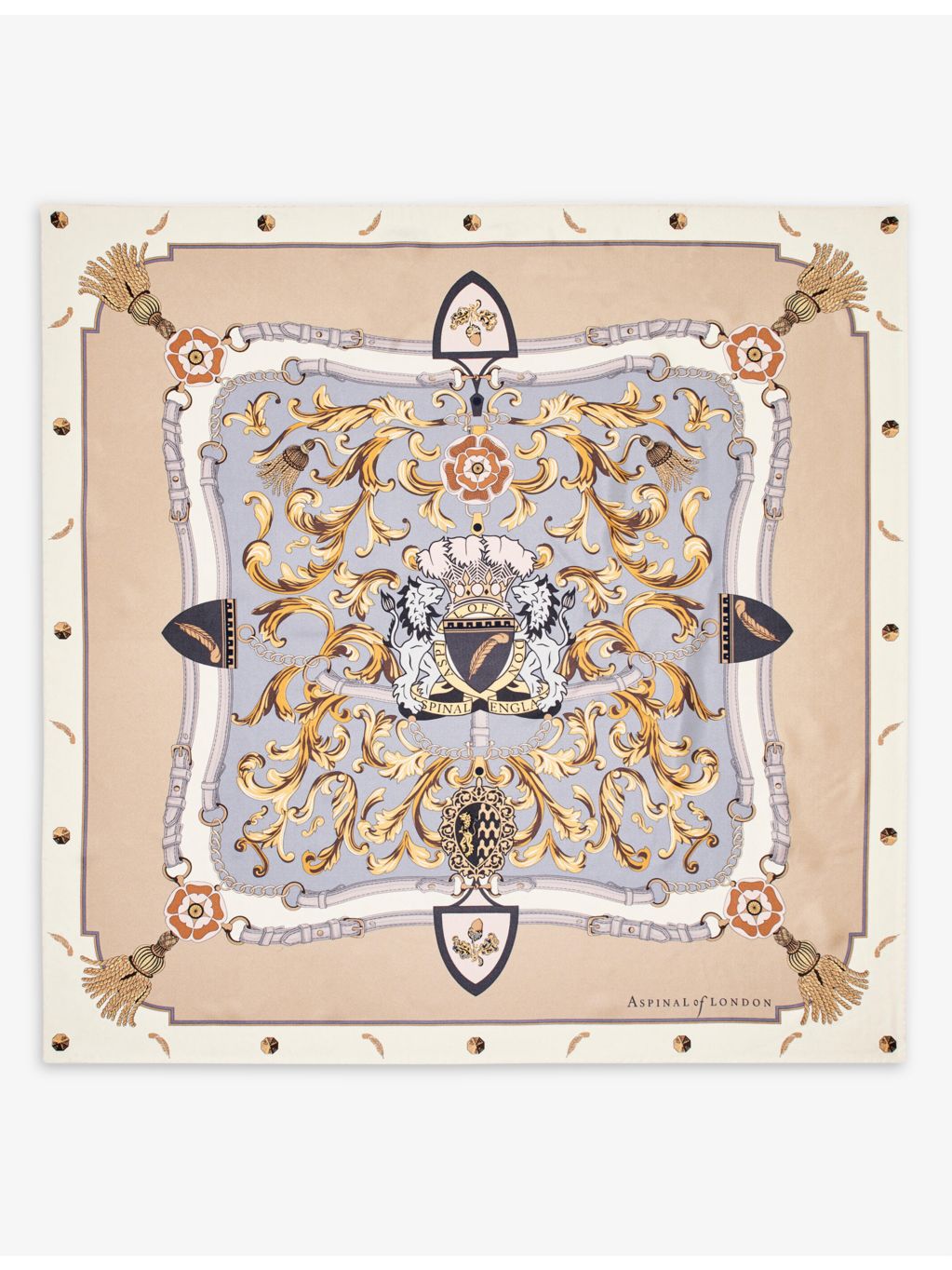 Aspinal of London graphic print silk scarf 90cm, imported from the UK