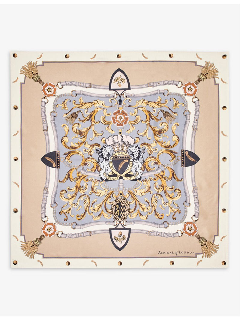 Aspinal of London graphic print silk scarf 90cm, imported from the UK