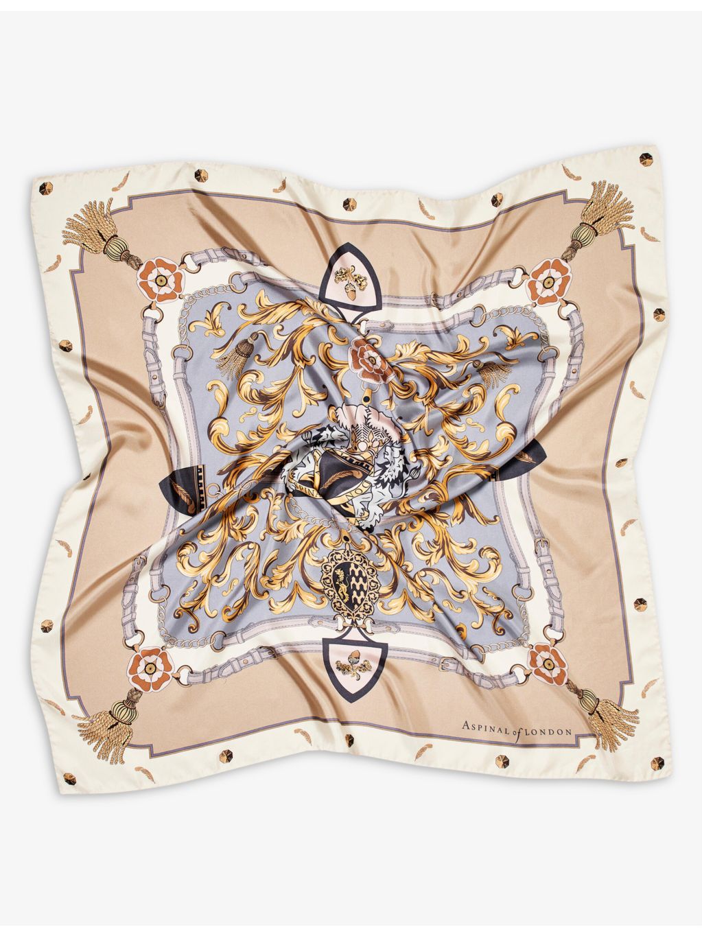 Aspinal of London graphic print silk scarf 90cm, imported from the UK