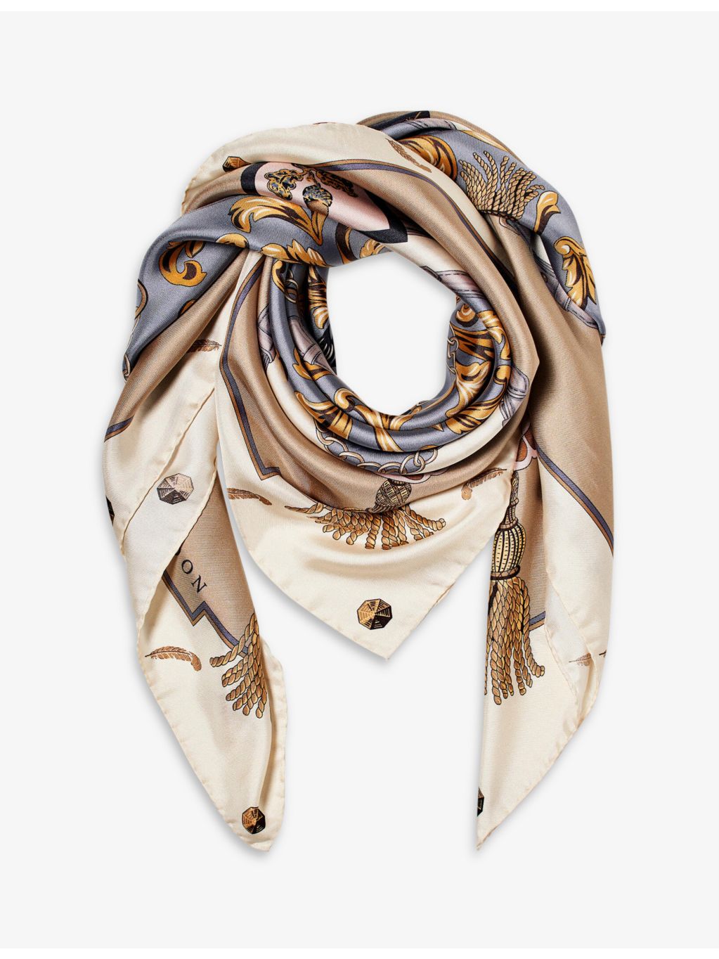 Aspinal of London graphic print silk scarf 90cm, imported from the UK
