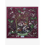 Aspinal of London silk scarf with woodland graphic-print, 90cm, UK version