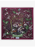 Aspinal of London silk scarf with woodland graphic-print, 90cm, UK version