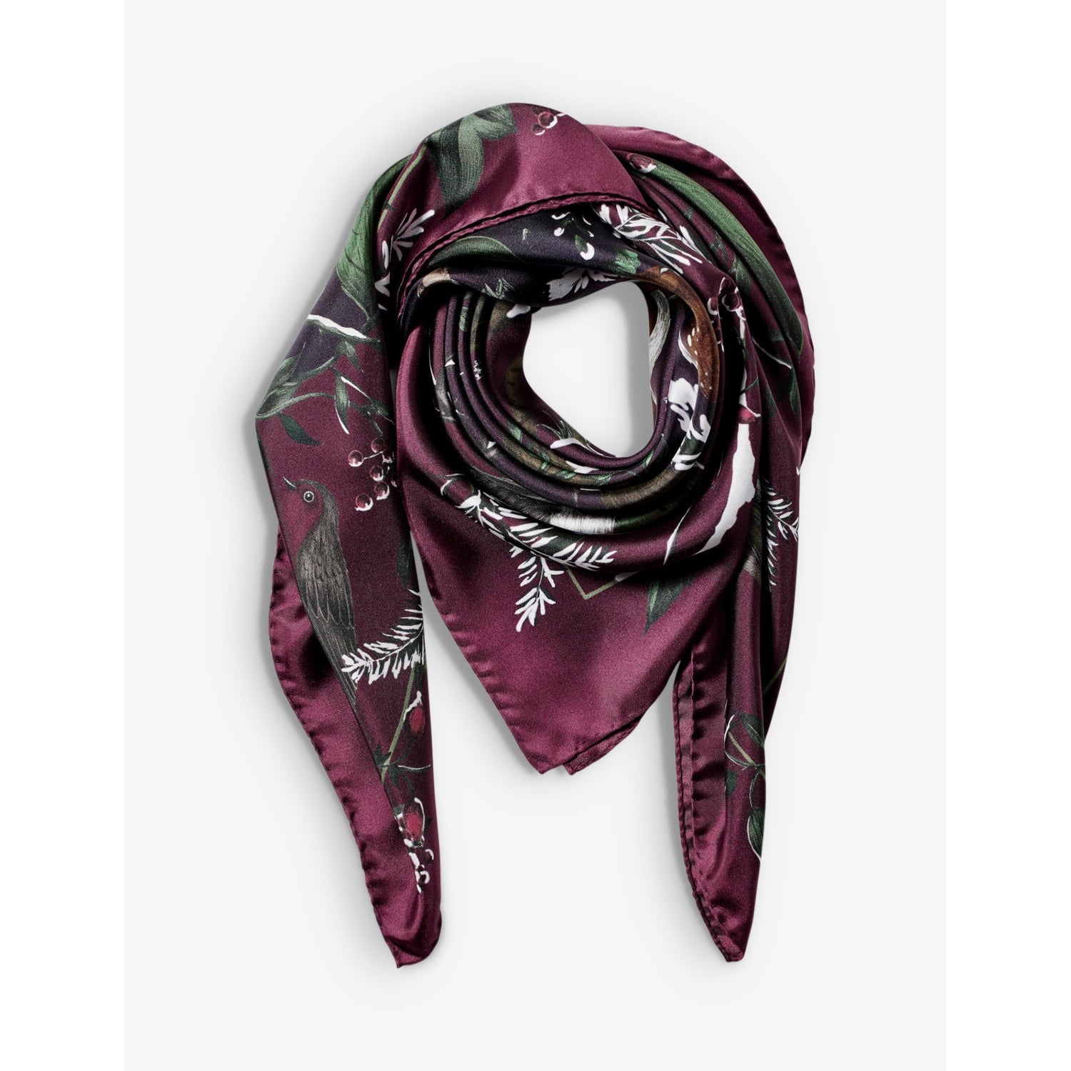 Aspinal of London silk scarf with woodland graphic-print, 90cm, UK version