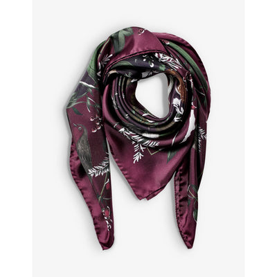selfridges Aspinal of London Woodland Graphic-Print Silk Scarf- Buy online at McGrocer