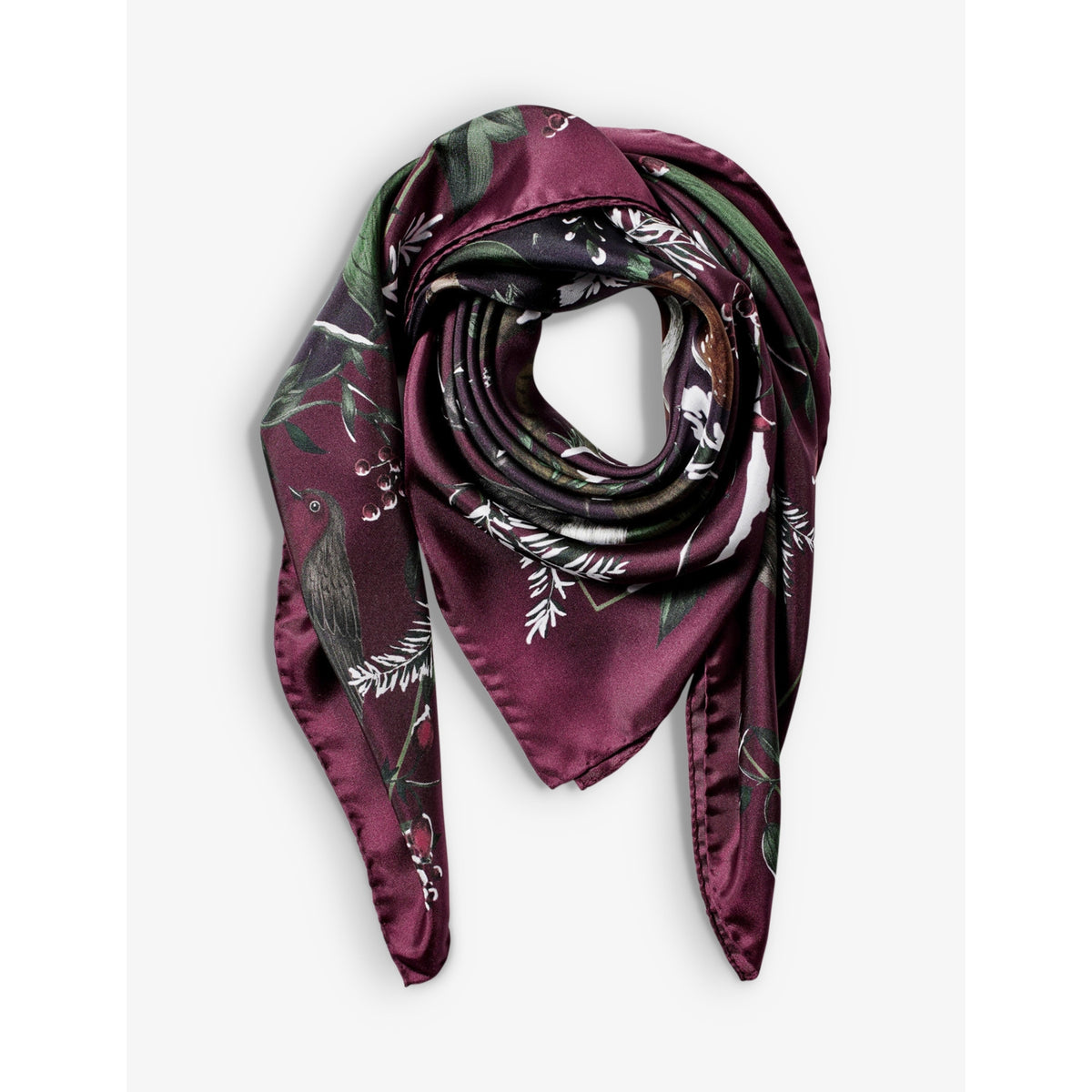 Aspinal of London silk scarf with woodland graphic-print, 90cm, UK version
