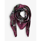Aspinal of London silk scarf with woodland graphic-print, 90cm, UK version