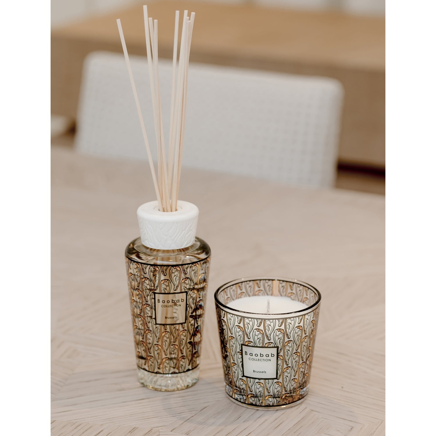 Baobab Brussels gift set with candle and diffuser, imported from the UK