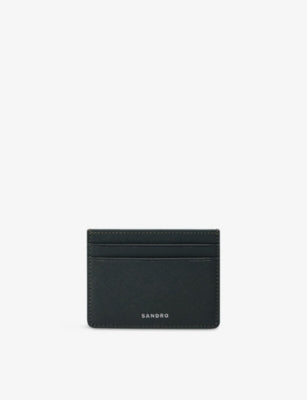 Sandro textured leather card holder with foil logo - British product