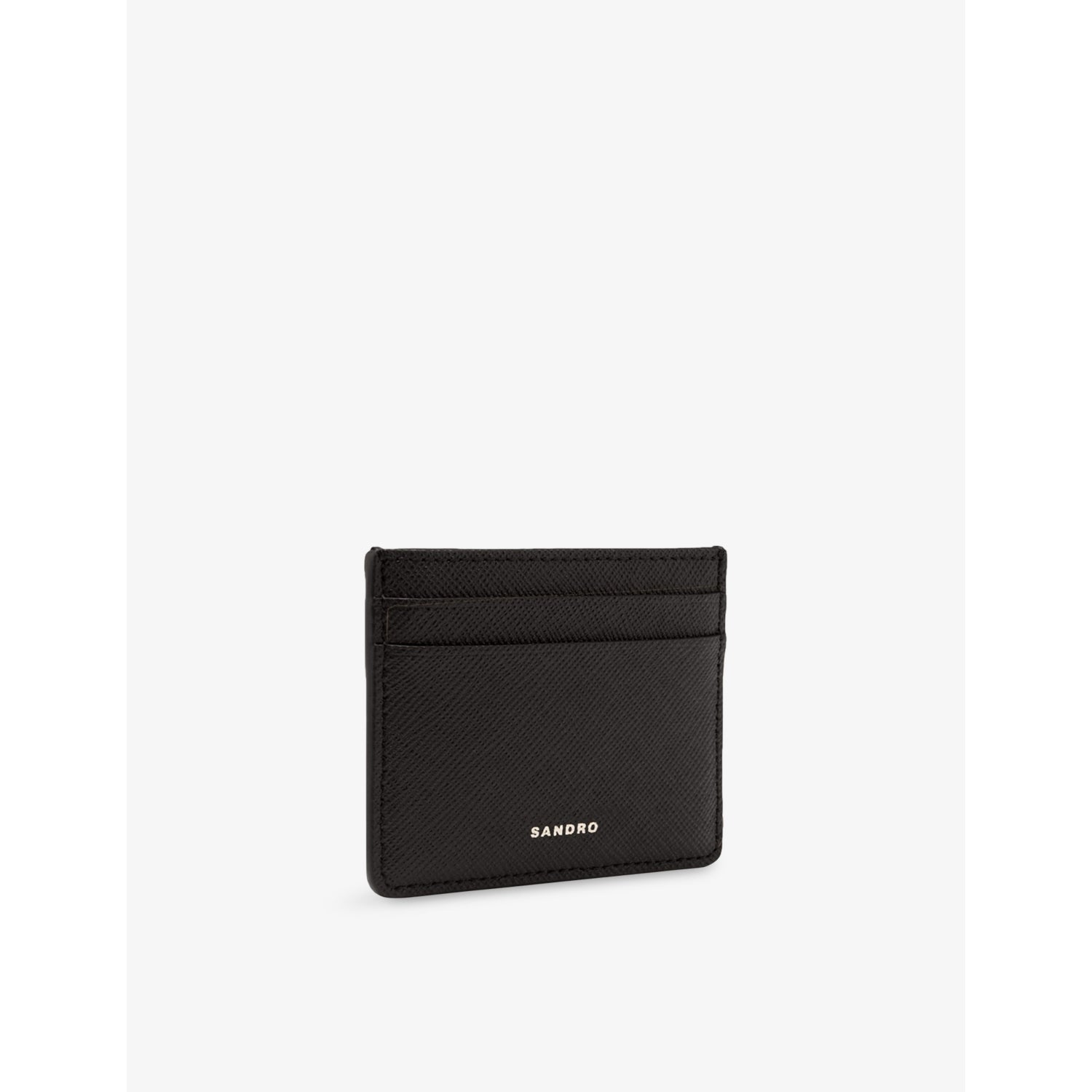 Sandro textured leather card holder with foil logo - British product