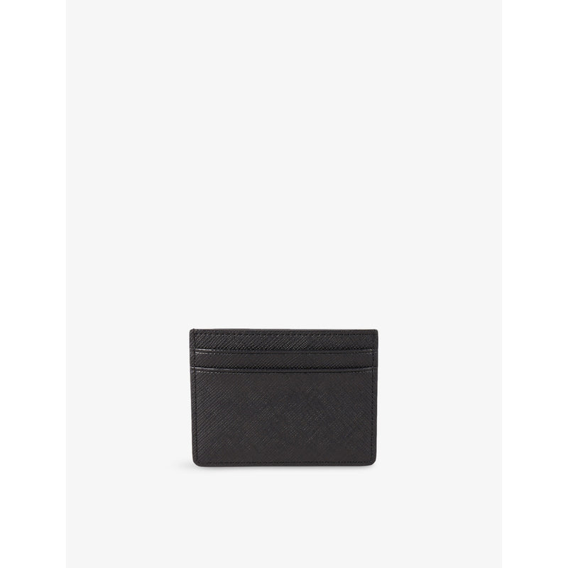 Sandro textured leather card holder with foil logo - British product